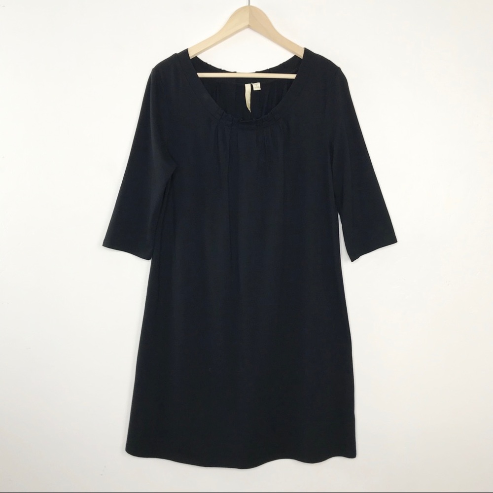 J. Jill Pure Jill Pleated Ponte Dress Black Medium